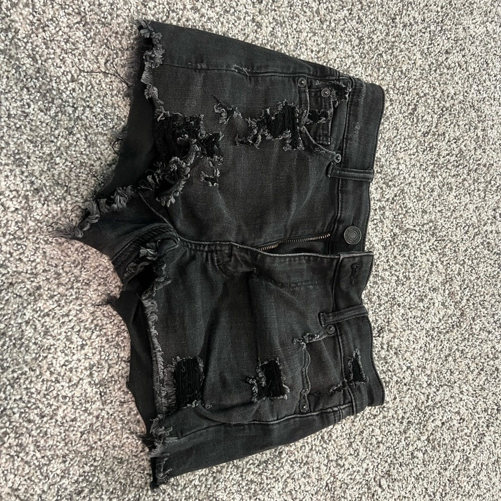 American Eagle Outfitters Black Ripped Jean Shorts